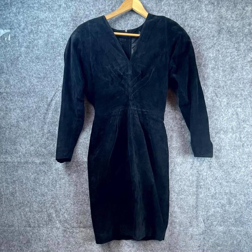 Vintage Clifford Olson for Tannery West Suede Dress Womens 6 Black Western‎ Edgy